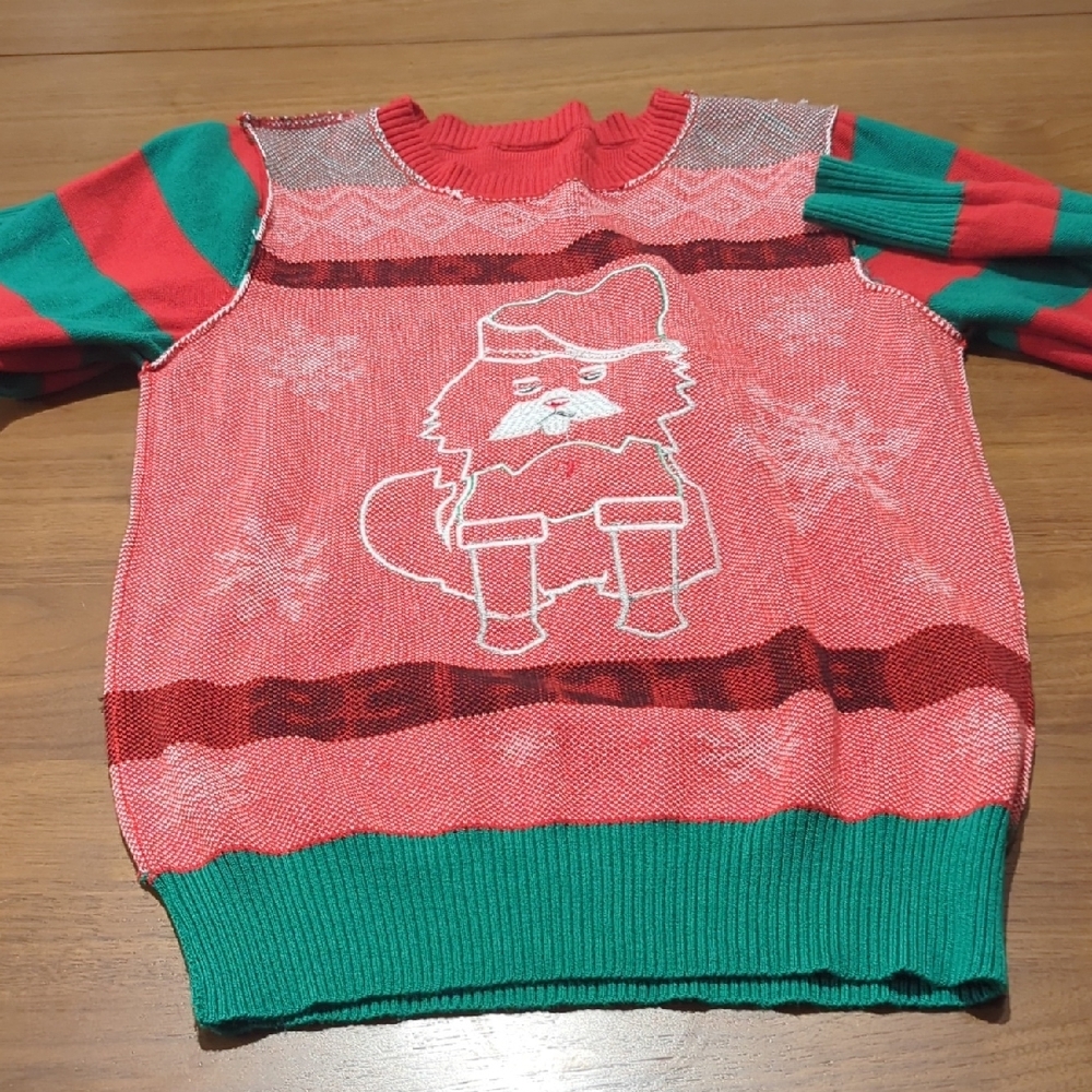 Spencer's Red and Green Cat Christmas Sweater - Picture 3 of 4
